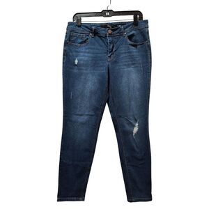 1822 Denim Jeans Women's 14 Blue Adrianna Skinny Distressed Stretch 32x27